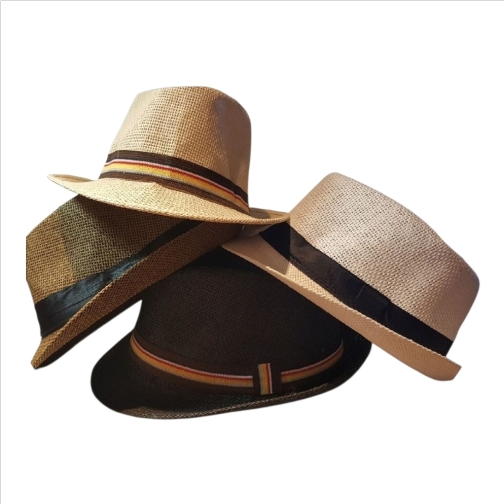 Fedora Short Brim Unisex Hat, 4 Colors With Ribbon Accent, 8-1/2 L X 6 1/2 W NEW